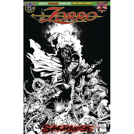 ZORRO SACRILEGE 3 VISIONS OF ZORRO B W LTD ED CVR
