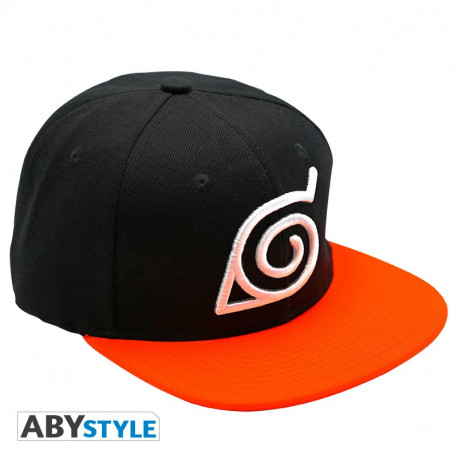 NARUTO SHIPPUDEN CASQUETTE SNAPBACK NOIR & ORANGE KONOHA