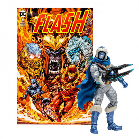 CAPTAIN COLD VARIANT GOLD LABEL THE FLASH DC DIRECT FIGURINE ET COMIC BOOK 18 CM