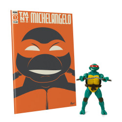 MICHELANGELO TORTUES NINJA FIGURINE ET COMIC BOOK BST AXN X IDW EXCLUSIVE 13 CM