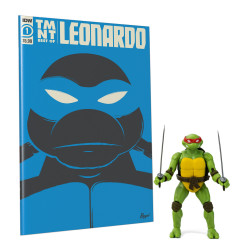 LEONARDO TORTUES NINJA FIGURINE ET COMIC BOOK BST AXN X IDW EXCLUSIVE 13 CM