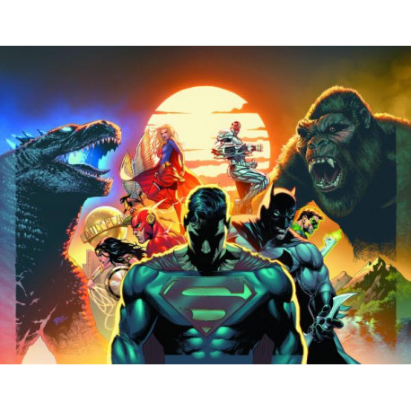 JUSTICE LEAGUE VS GODZILLA VS KONG 1 OF 6 CVR F CHRISTIAN DUCE GODZILLA ROAR SOUND FX GATEFOLD VAR