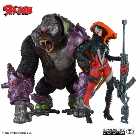 PACK 2 FIGURINES SHE SPAWN ET CYGOR GOLD LABEL SPAWN 18 CM