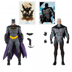 PACK DE 2 OMEGA UNMASKED ET BATMAN BLOODY DC COLLECTOR FIGURINES GOLD LABEL 18 CM