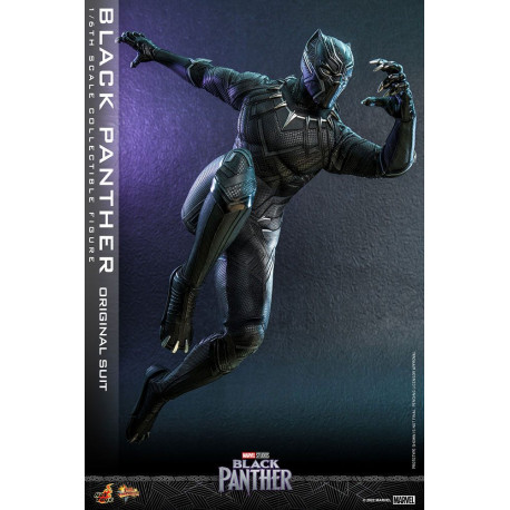 BLACK PANTHER ORIGINAL SUIT BLACK PANTHER FIGURINE MOVIE MASTERPIECE 31 CM