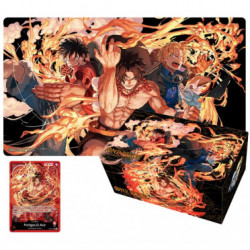 ONE PIECE TCG TAPIS DE JEU LUFFY ACE SABO ET CARTE COLLECTOR ACE