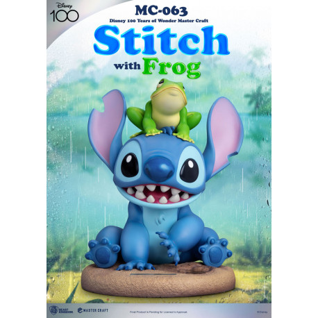STITCH WITH FROG DISNEY 100TH STATUETTE MASTER CRAFT 34 CM