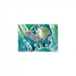 ASHITAKA DANS LA FORET PRINCE CARTE DE VOEUX AQUARELLE 24 X 15 CM