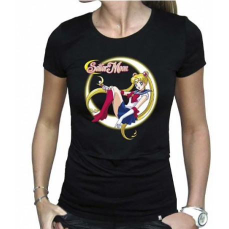 SAILOR MOON TSHIRT FEMME NOIR MEDIUM