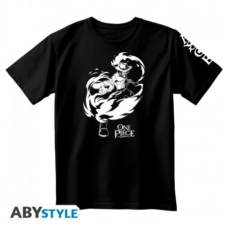 TSHIRT PORTGAS D ACE NOIR UNISEXE ONE PIECE TAILLE L