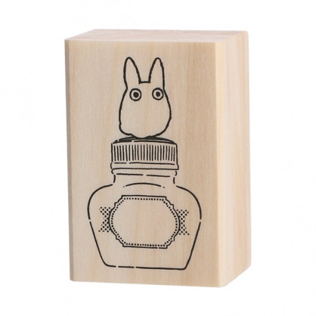 TAMPONS EN BOIS TOTORO BLANC ET BOUTEILLE D ENCRE MON VOISIN TOTORO