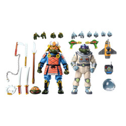 PACK 2 FIGURINES SPACE ADVENTURE AND SAMURAI TURTLES TORTUES NINJA CARTOON 18 CM
