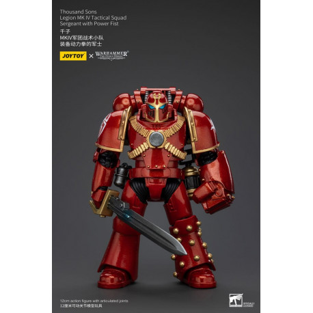 WARHAMMER THH FIGURINE THOUSAND SONS LEGION MK IV TACTICAL SQUAD SERGEANT WITH POWER FIST 12 CM
