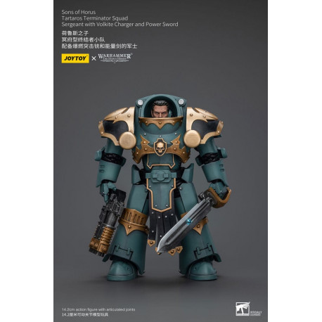 TARTAROS TERM SQUAD SERGEANT WITH VOLKITE CHARGER AND POWER WARHAMMER HORUS HERESY FIGURINE 12 CM