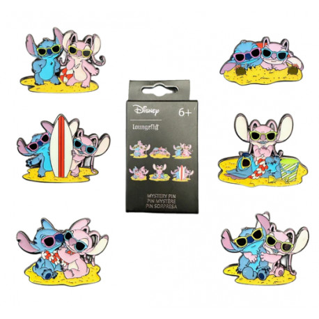 STITCH AND ANGEL BEACH SCENE DISNEY LOUNGEFLY PIN MYSTERY BOX 3 CM