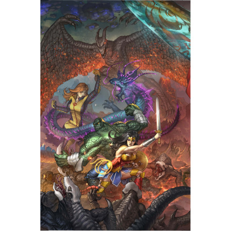 JUSTICE LEAGUE VS GODZILLA VS KONG 2 2 OF 7 CVR C ALAN QUAH CARD STOCK VAR