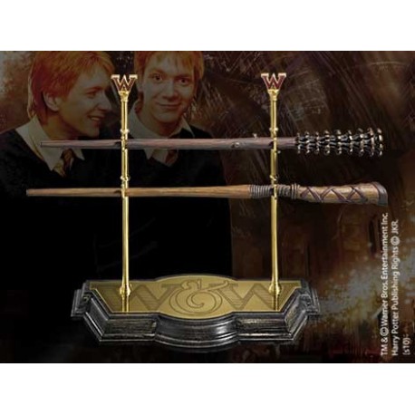 FRED AND GEORGES WEASLEY WAND AND DISPLAY SET