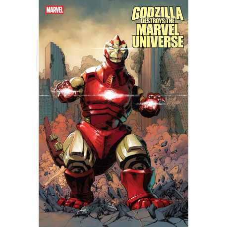 GODZILLA DESTROYS THE MARVEL UNIVERSE 3 DAVE WACHTER MARVELIZED IRON MAN-ZILLA VAR