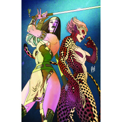 CHEETAH AND CHESHIRE ROB THE JUSTICE LEAGUE 2 OF 6 CVR C GUILLEM MARCH CARD STOCK VAR