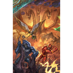 JUSTICE LEAGUE VS GODZILLA VS KONG 2 4 OF 7 CVR C ALAN QUAH CARD STOCK VAR