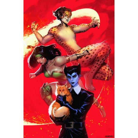 CHEETAH AND CHESHIRE ROB THE JUSTICE LEAGUE 3 OF 6 CVR C NOOBOVICH CARD STOCK VAR