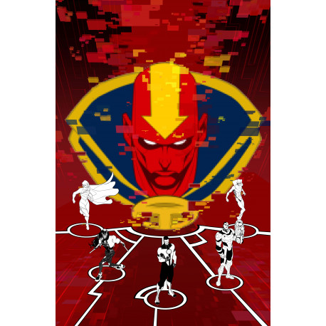 JUSTICE LEAGUE RED 4 OF 6 CVR B DAVID BALDEON CARD STOCK VAR