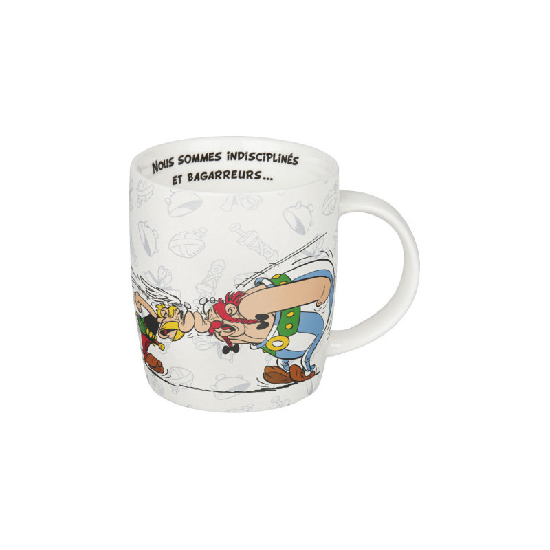 MUG PORCELAINE ASTERIX ET OBELIX FOND BLANC INTERIEUR CITATION COPAINS