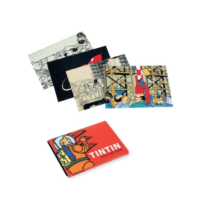 SET DE 16 CARTES POSTALES TINTIN LUNE