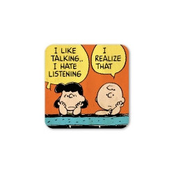 CHARLIE AND LUCY TALKING PEANUTS COASTERS 10X10