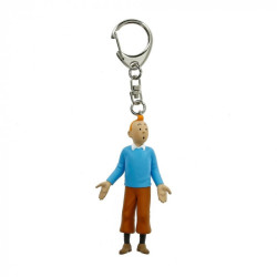 PORTE CLES PVC  TINTIN PULL BLEU 5 5CM