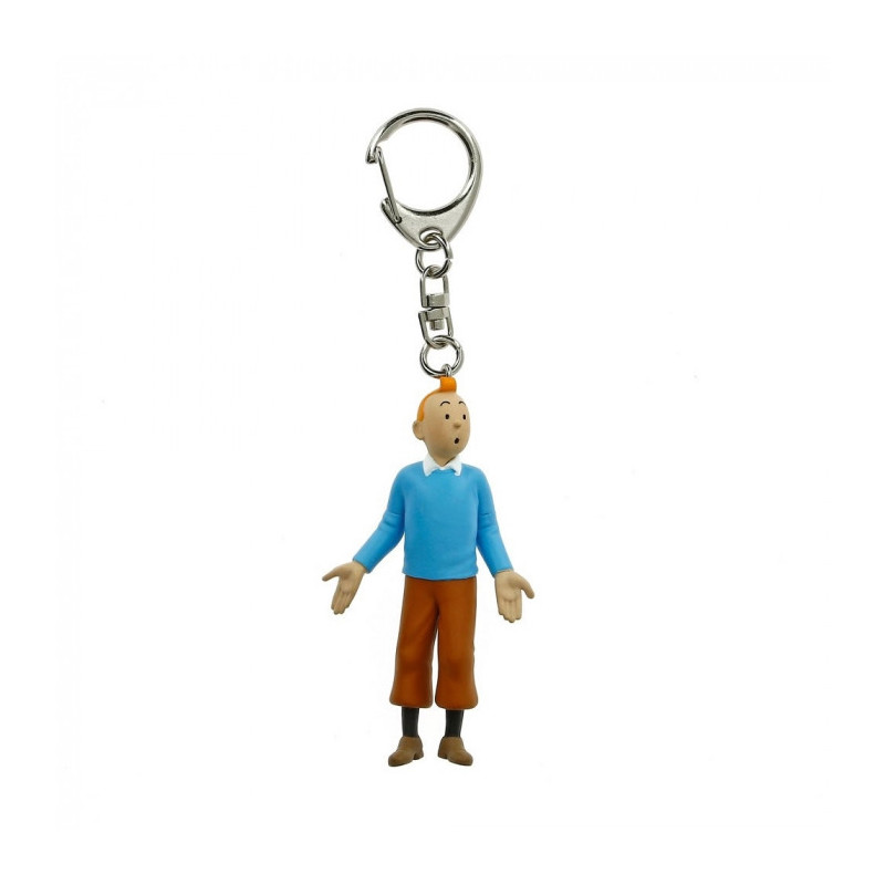 PORTE CLES PVC  TINTIN PULL BLEU 5 5CM