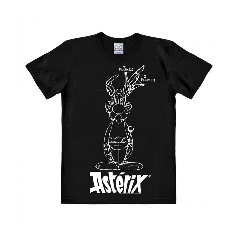 T SHIRT ASTERIX SKETCH NOIR ADULTE TAILLE S