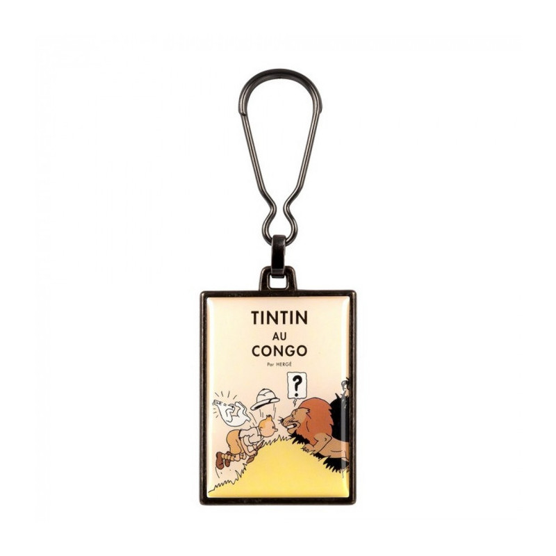PORTE CLES METAL ALBUM TINTIN CONGO METAL COULEUR
