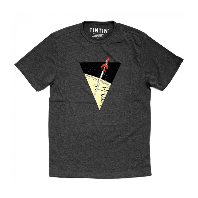 T SHIRT TINTIN TRIANGLE FUSSE GRIS ADULTE TAILLE XL
