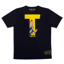 T SHIRT TINTIN NOIR T JAUNE ADULTE TAILLE  XL