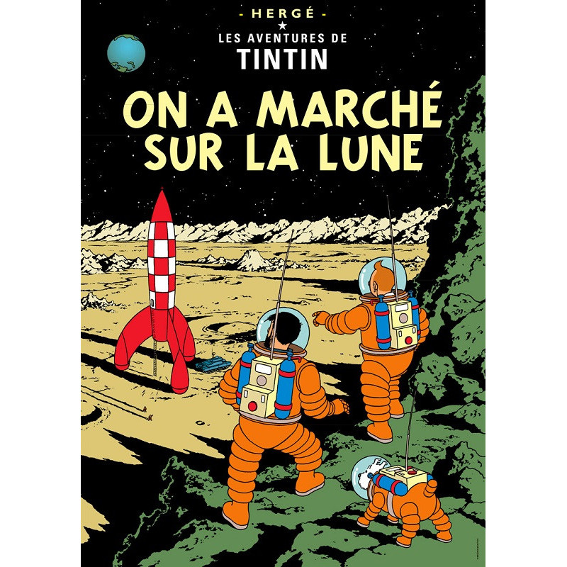 ON A MARCHE SUR LA LUNE TINTIN POSTER COUVERTURE BD 50X70 CM