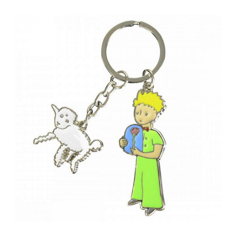 PORTE CLES LE PETIT PRINCE AVEC ROSE ET MOUTON