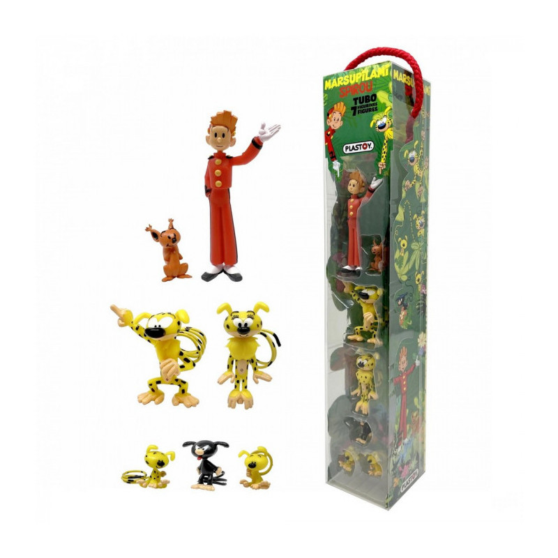 LA FAMILLE MARSUPILAMI SPIROU ET SPIP PACK 7 FIGURINES TUBO