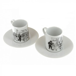 TINTIN VOEUX NOUVELLE ANNEE SET DE DEUX TASSES ESPRESSO ET SOUCOUPE 6C
