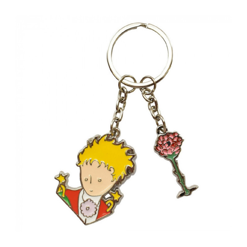 LE PETIT PRINCE ET SA ROSE  PORTE CLES METAL 6CM