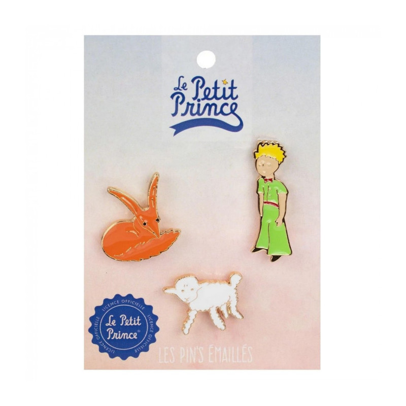 LE PETIT PRINCE RENARD ET MOUTON SET DE 3 PINS EN METAL 10CM