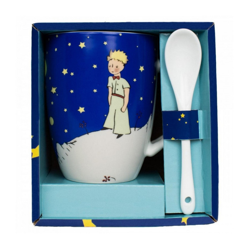 LE PETIT PRINCE SUR SA PLANETE LA NUIT MUG AVEC CUILLIERE 13CM