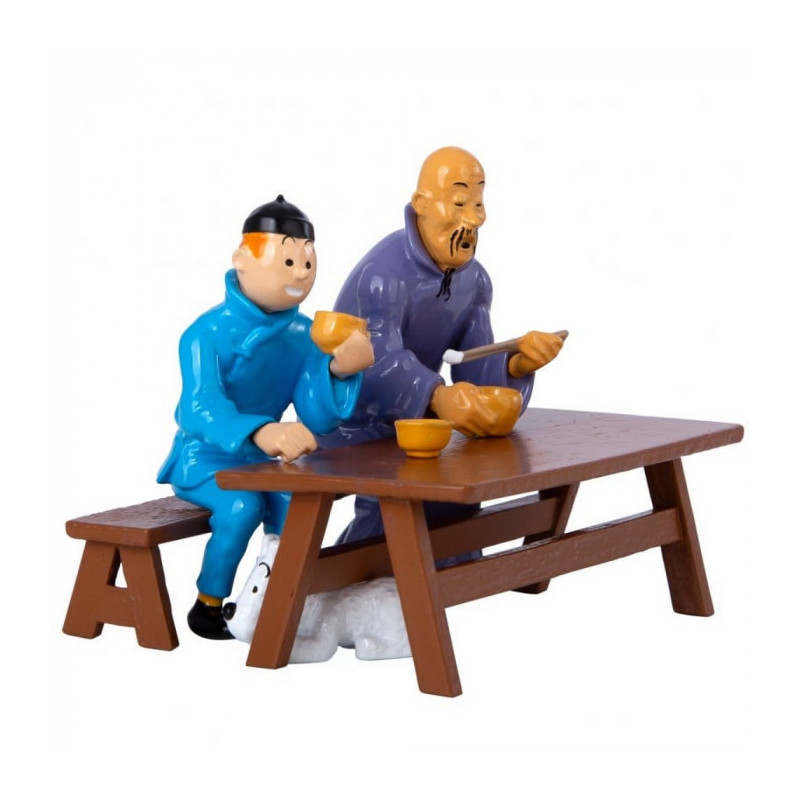 TINTIN SCENE DU DEJEUNER LE LOTUS BLEU FIGURINE 7CM
