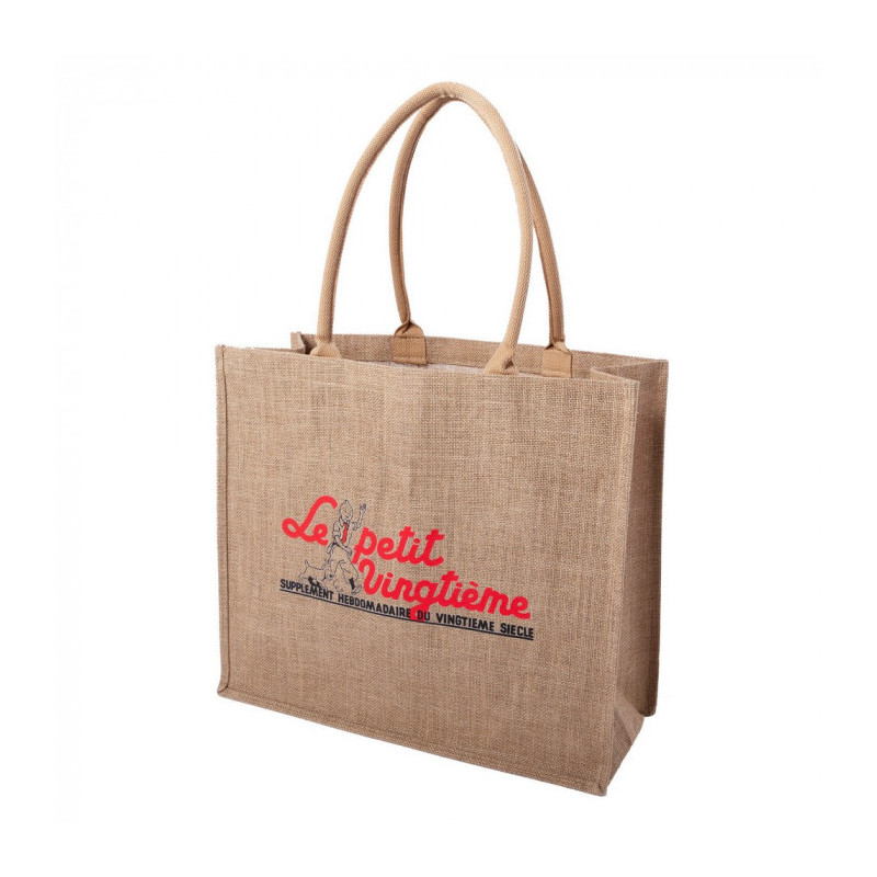 LE PETIT VINGTIEME TINTIN ET MILOU SAC EN JUTE ROUGE 45X18X40CM