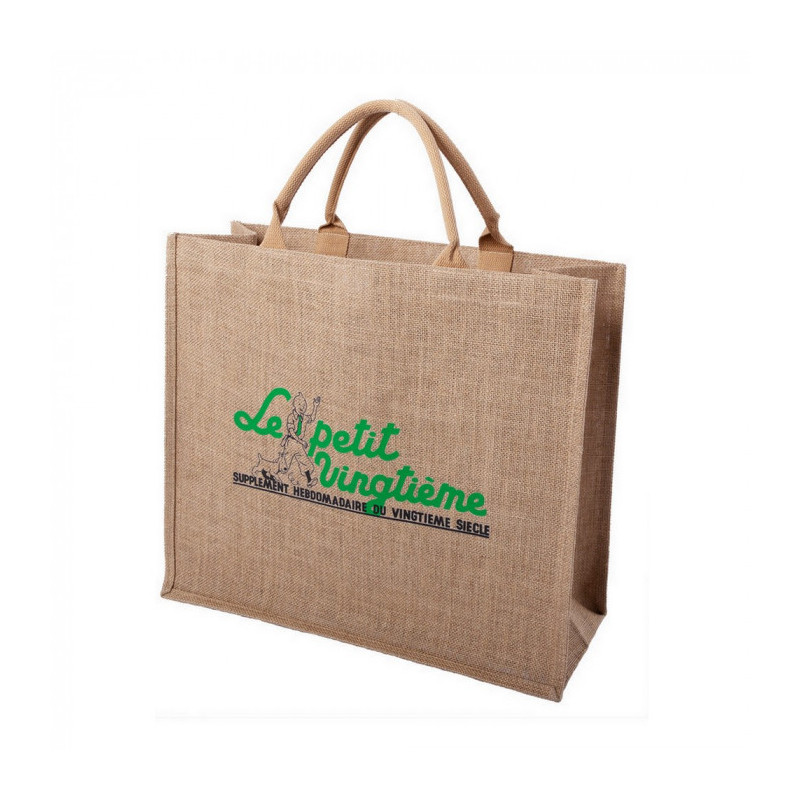 LE PETIT VINGTIEME VERT TINTIN ET MILOU SAC EN JUTE 45X18X40 CM