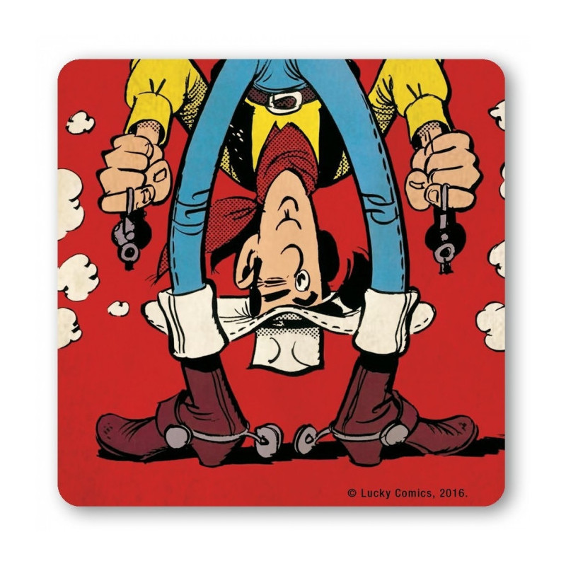 LUCKY LUKE SHOOTING UPSIDE DO SOUS VERRE 10X10 CM