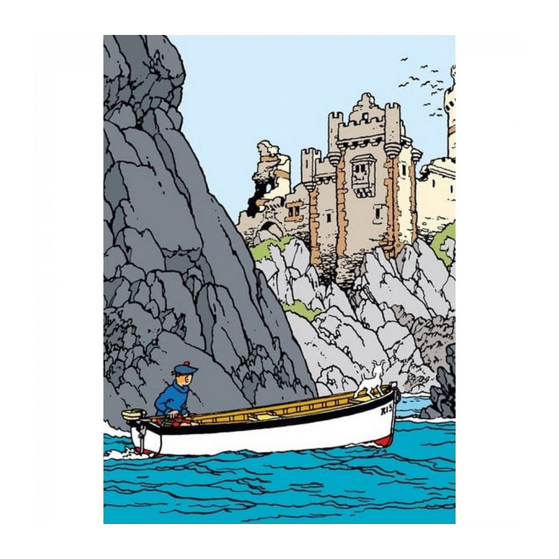 TINTIN SUR SON BATEAU ILE NOIRE CHEMISE PLASTIQUE 21X29CM