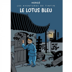 LE LOTUS BLEU NOUVELLE COUVERTURE COLORISE CARTE POSTALE 10X15CM
