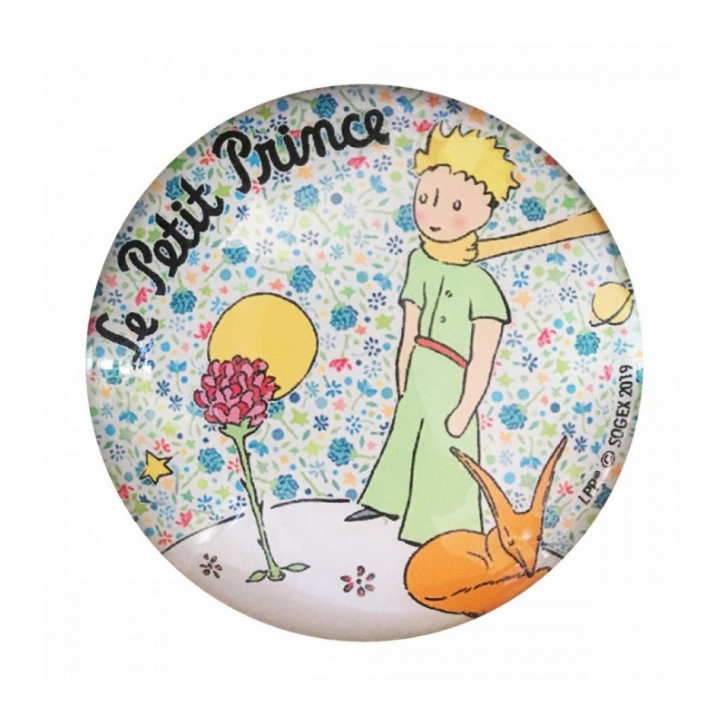 LE PETIT PRINCE ROSE ET RENARD MAGNET VERRE 50MM