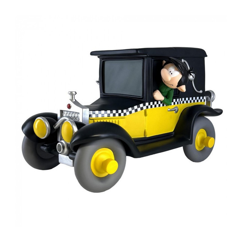 GASTON LAGAFFE ET SON TAXI FIAT 509 TIRELIRE PVC 15CM